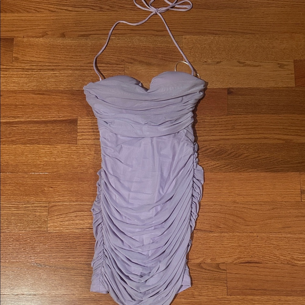 Hello Molly Lilac Ruched Mini Dress